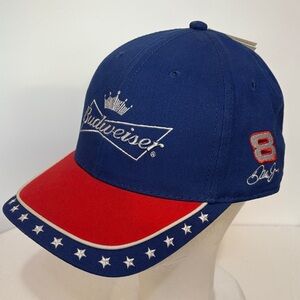 Dale Earnhardt 8 Budweiser Blue and Red Star Baseball hat Cap NWT Velcro adj OS